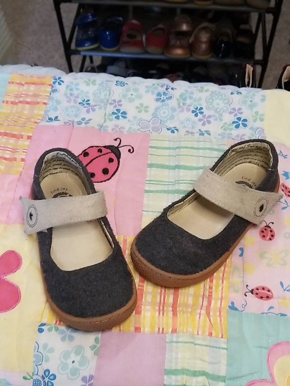Livie & Luca Grey Mary Jane Shoes with Beige Strap Size 10 Carta II